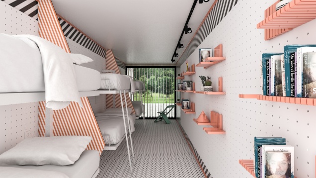 YEVA HOVHANNISYAN // HOSTEL MODULAR MOBIL PENTRU EVENIMENTE ÎN SPAȚIU DESCHIS