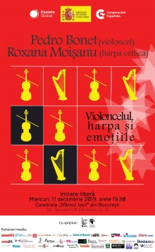 Violoncelul, harpa şi emoţiile – concert de violoncel şi harpă celtică cu ocazia sărbătorilor de iarnă 2019