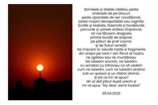 Izolat.Împreună – Expoziția cu imagini de Mihnea Ratte pe cuvinte de Ana Mănescu, între 10 – 12 iulie în București