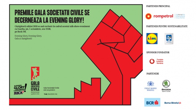 Premiile Gala Societății Civile 2020 se decernează la Evening Glory