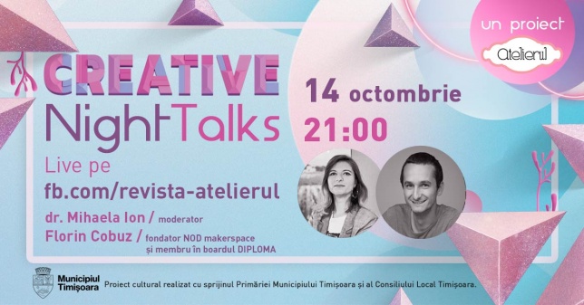 Creative Night Talks în octombrie - despre PR cultural, makerspace, artă contemporană și interdisciplinară