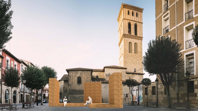 Instalația „Dormind în fânˮ, la Festivalul Internațional de Arhitectură și Design Concéntrico cu sprijinul ICR Madrid