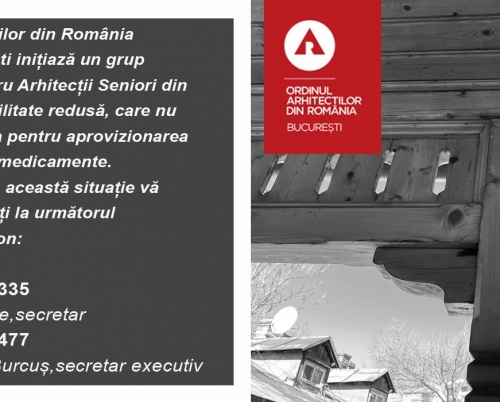 Filiala București a Ordinului Arhitecților din România se mobilizează să ajute în contextul COVID19