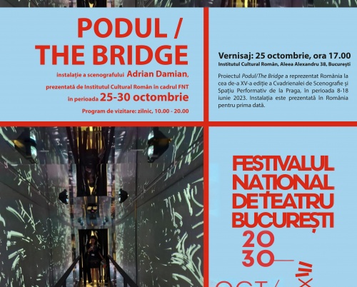 Instalația „Podul/The Bridgeˮ, a scenografului Adrian Damian, expusă la sediul ICR