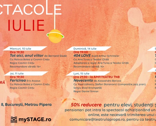 Programul lunii iulie la Teatrul Apropo 